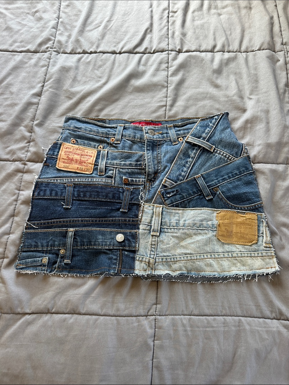 Levi's Mixed Blue Patchwork Denim Mini Skirt